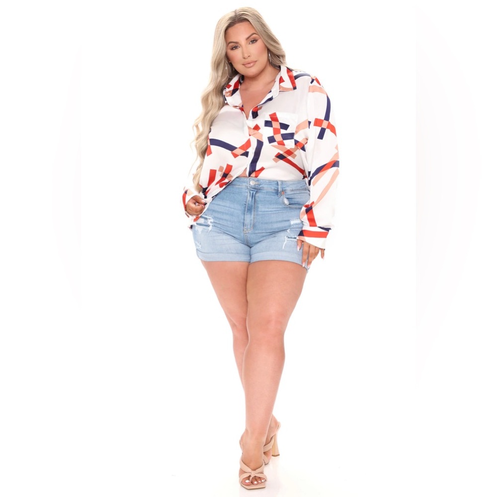 Catch A Break Satin Shirt - Navy/combo